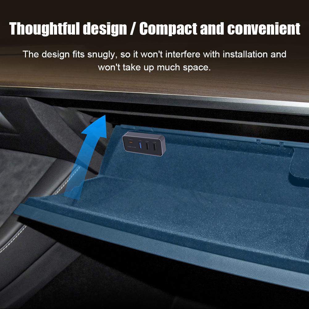 For Tesla For Model Y Central Control Expansion Dock 4-in-1 Multi Port Glove Box Docking Station Expansion Dock USB Adap E0G2