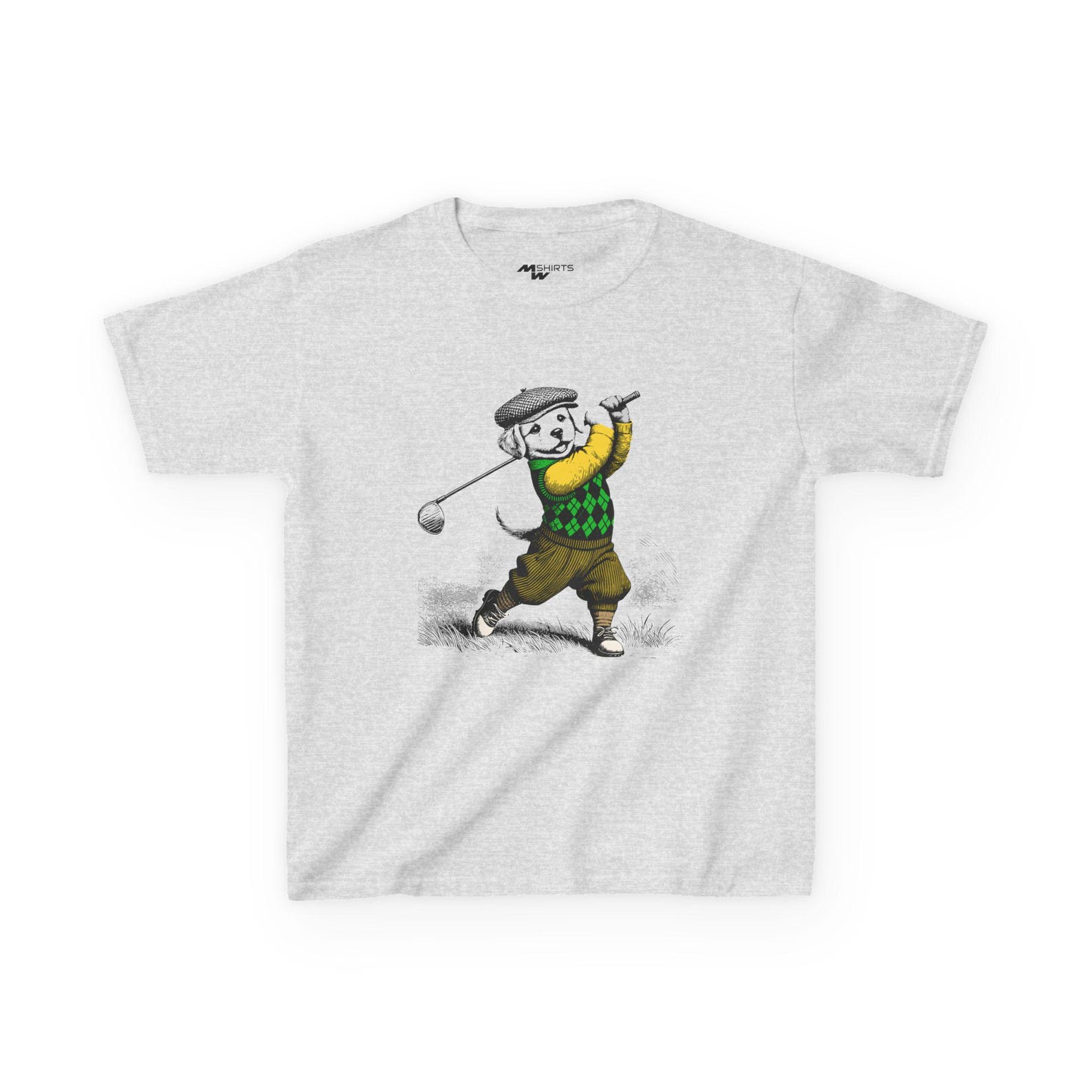 Playful Golfing Dog Kids Tee 2XL