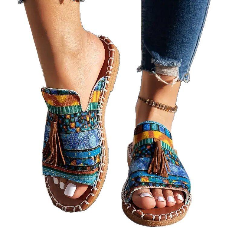 Dress Sandals Women's Casual Flat Sandals Comfortable Ankle Strap Summer Ankle Strap Elegant Summer Open Toe Fashion Slippers