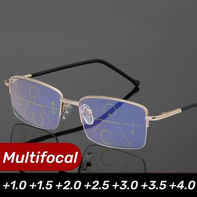 Gafas de lectura multifocales progresivas para hombre, cerca y lejos, antirayos azules, para presbicia, con aumento, para mujer, color negro, de +1.0 a +4.0