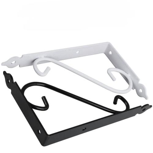 KKlewu Antique Iron L-Shaped Brackets, Shelf Brackets, Set of 4, with Screws (200mm, Black)