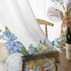 Transparente Vorhänge mit Osterhasen-Eier-Eukalyptus-Blumen für Wohnzimmer, Schlafzimmer, Kinderzimmer, Tüll-Fenstervorhänge