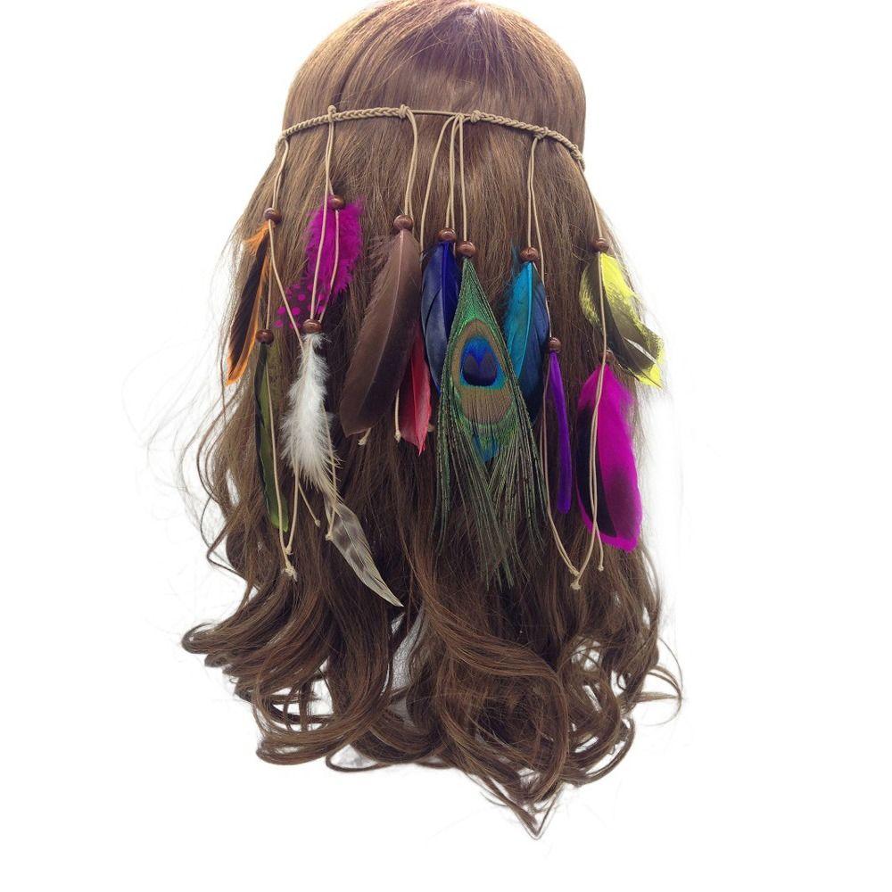 Headwear Bride Weddding Headband Indian Hair Accessories Tassel Women Hairbands Feather Headband