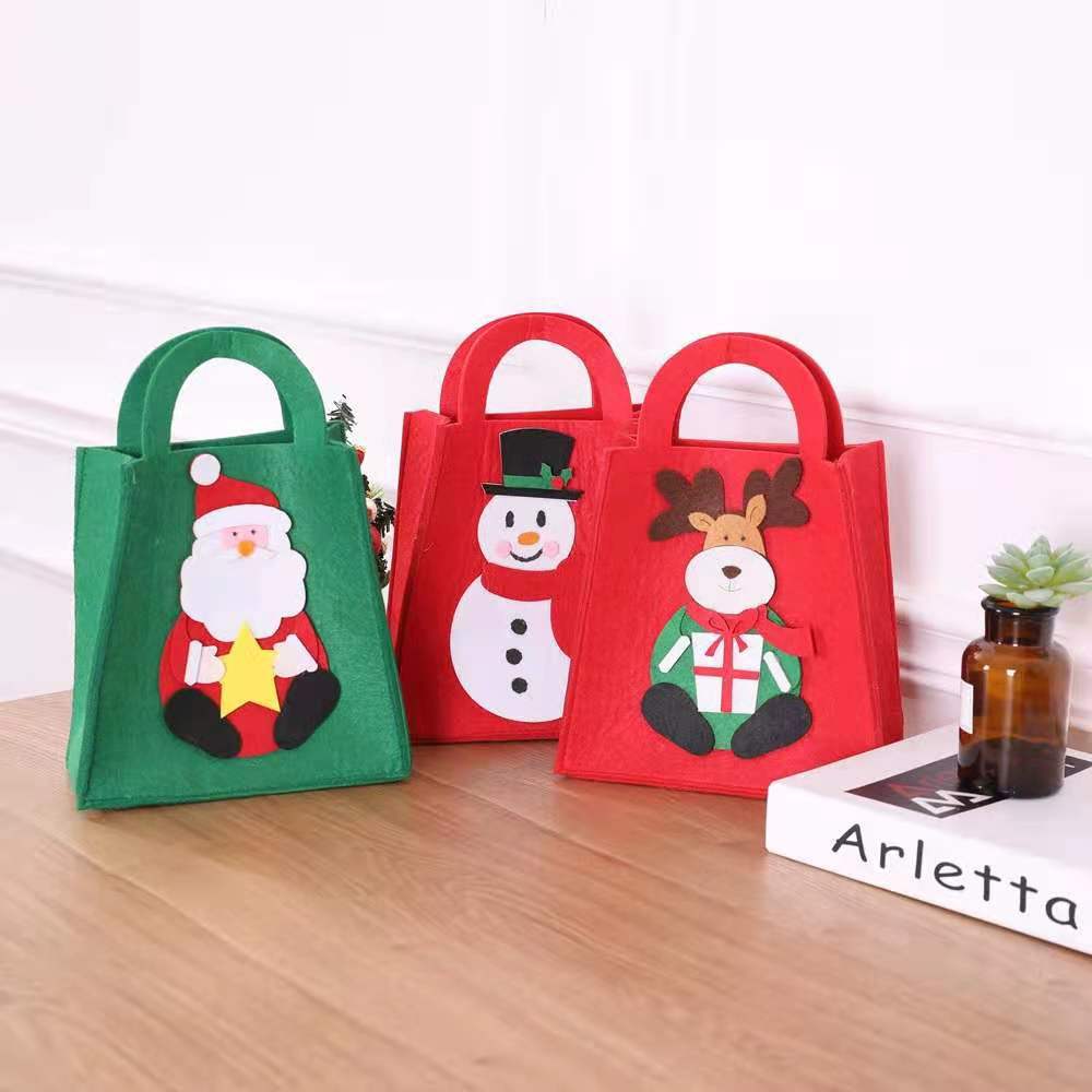 Christmas Bag Reusable Candy Tote Bag Christmas Tote Tote Mini Felt Bag For New Year Kids Present Home Decorations Gift