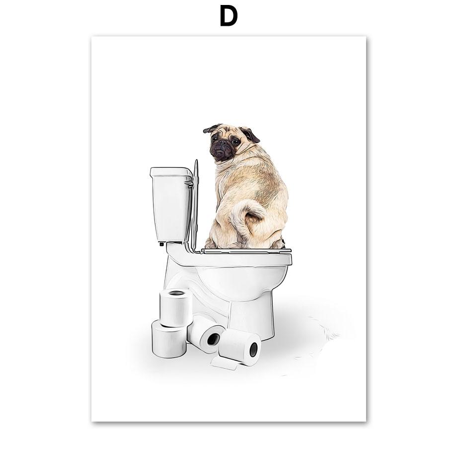Bathroom Humor Dinosaur Zebra Lion Elephant Dog Wall Art Print Canvas Painting Nordic Posters Wall Pictures Toilet Room Decor