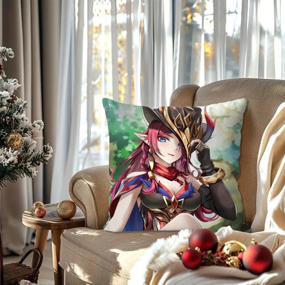 Game Genshin Impact Chasca Pillow Case Square Pillow Bedroom Sofa Leisure Comfort Cushion Car Living Room Home Decoration 40X40