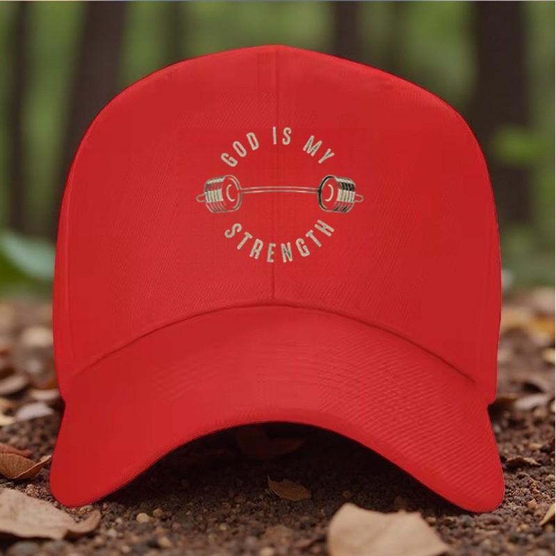 God Is My Strength Barbell Baseball Cap Faith Fitness Adjustable Sun Hat Outdoor Casual Cap