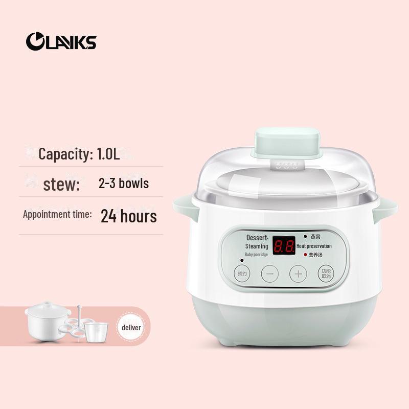 Electric Mini Ceramic Stew Pot with Timer - Auto Health Bird's Nest Steamer & Home Gift
