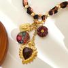 Trendy Leopard Pattern Heart Floral Acrylic Charm Necklace Lightweight Stainless Steel JewelryGift  For Everyday Wear