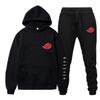 New 2 Pieces Set Akatsuki Cloud Symbols Print Hoodies+Pants Tracksuit Men Women Sweatshirt Streetwear Pullover Sudaderas