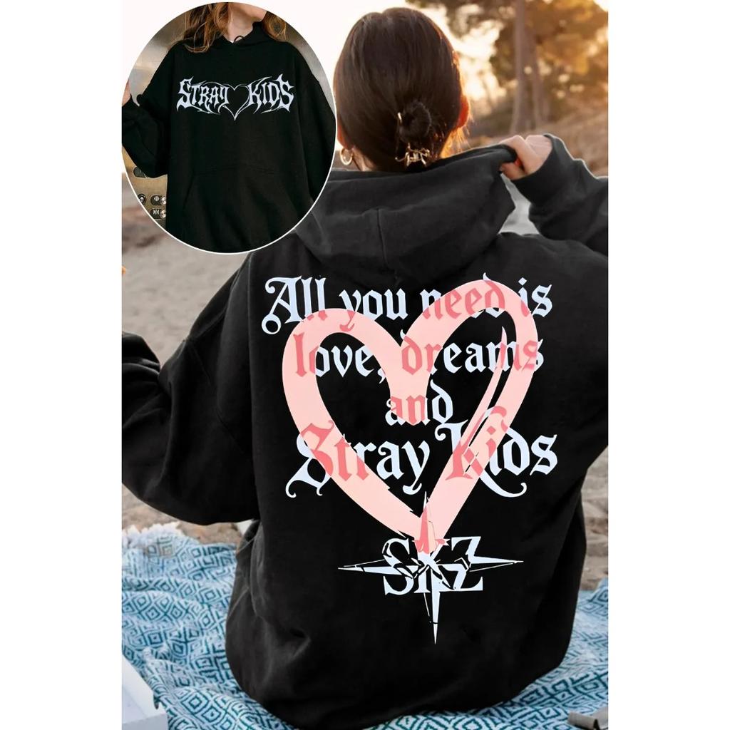 Stray Kids Graphic Hoodie Men Women Oversized Streetwear Y2k Sweatshirt Hoodies Fleece Warm Loose Fleece Warm Female Male Clothing