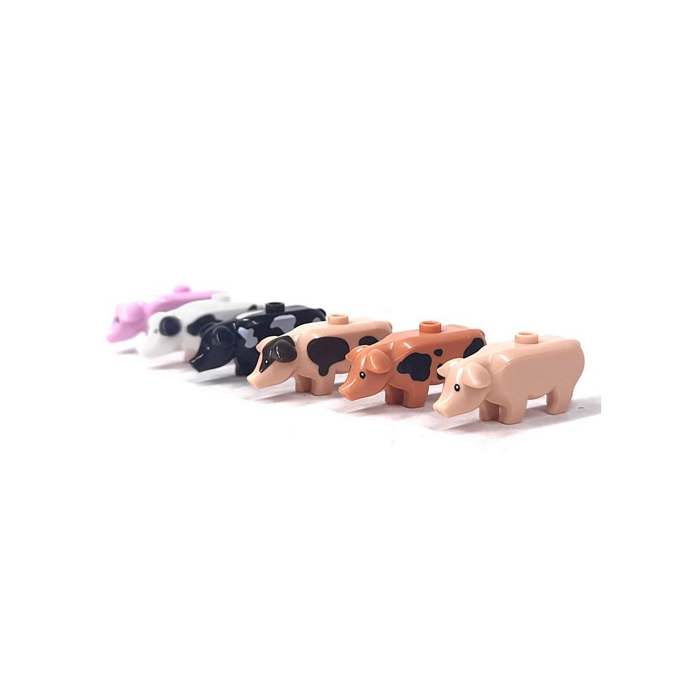 Small particle assembly building block spare parts farm pasture pig animal ornament toy