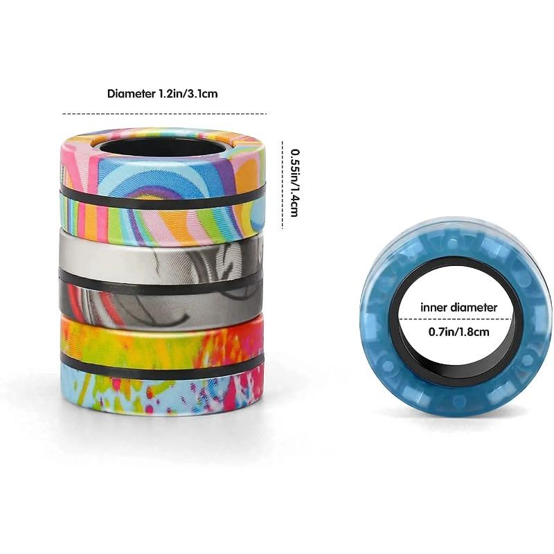 3pcs Anillos Magnéticos para Dedos Coloridos Set de Juguetes Fidget Imanes para Adultos Anillos Giratorios para Aliviar el Estrés Alivio de la Ansiedad Terapia