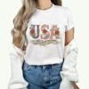 Causal 250th Anniversary Floral USA T-Shirt Women Retro Patriotic Rose Daisy Flowers Tee Fashion Independence Day 2026 Shirt