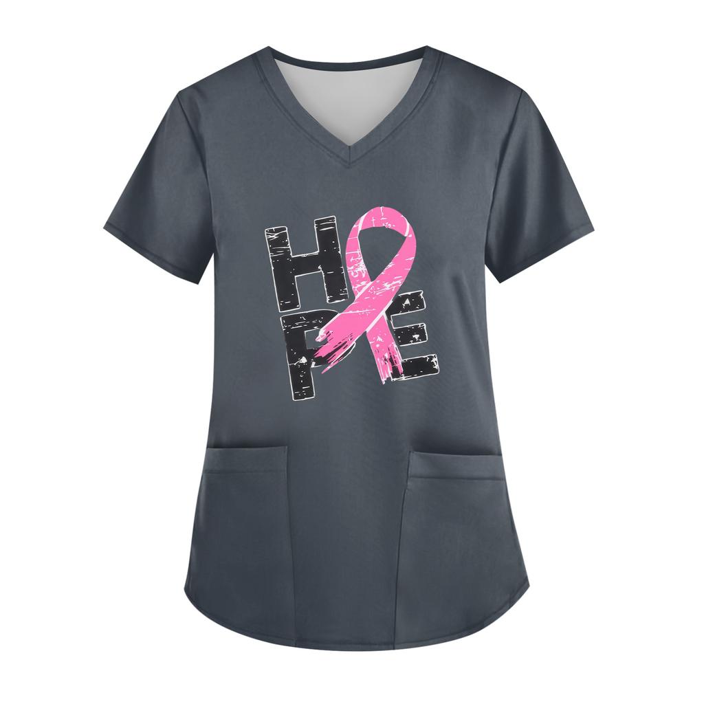 Women's V-Neck Short-Sleeve Pocketed Top With Side Slit