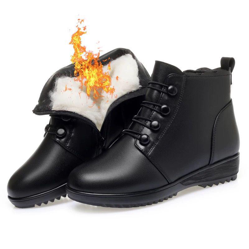 

Женские ботильоны из натуральной кожи - Теплая шерсть, Плюшевая подошва, Нескользящие, Идеально подходят для женщин среднего и пожилого возраста 35