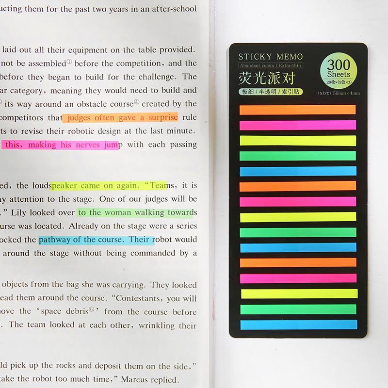 300 Sheets Rainbow Color Index Memo Pad  Sticky Notes Paper Sticker  Notepad Bookmark School Supplies Kawaii Stationery