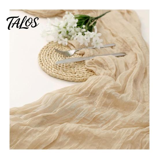 Eleganter Tischläufer für Geburtstage Mullläufer, Rustikal Boho 35 x 118 Zoll Besondere Anlässe Einfarbige Knitteroptik Hochzeitsparty Braut