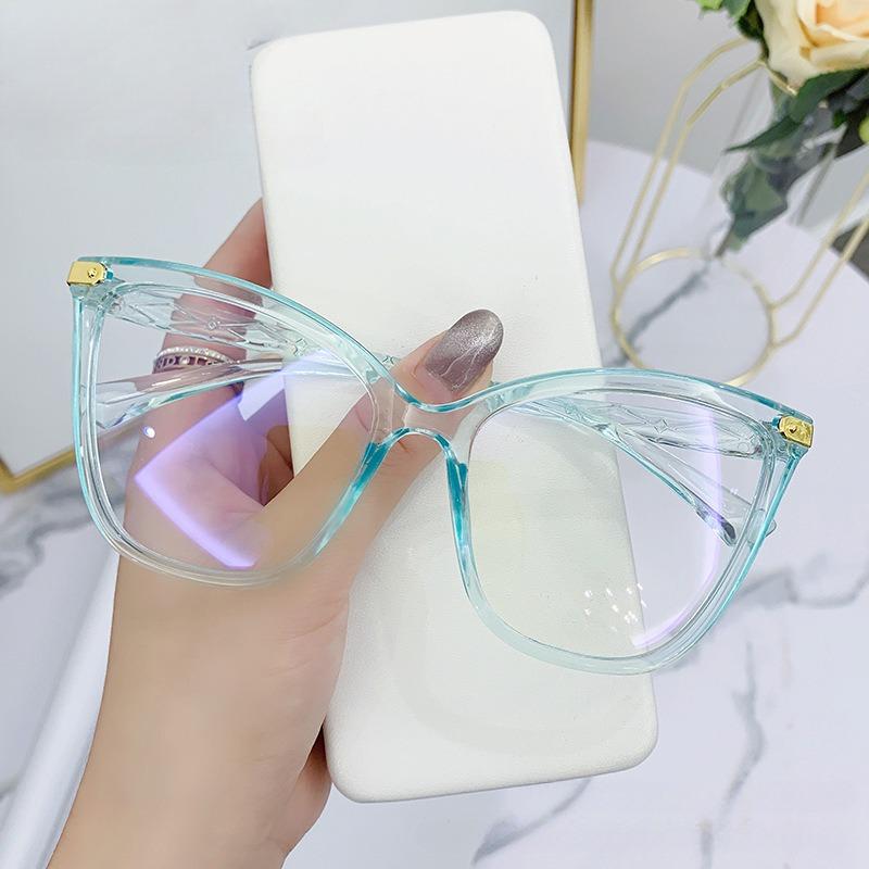 Damen Retro Cat-Eye Großrahmenbrille Blaulichtfilter Computerbrille Lesen und Spielen zum Schutz der Augen