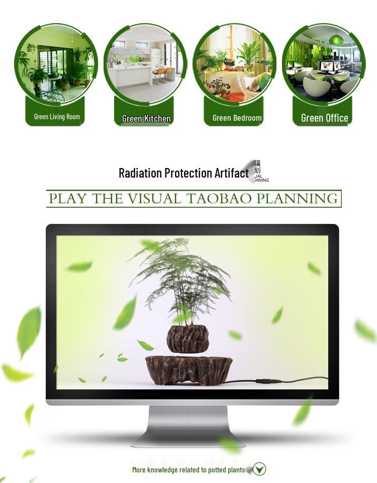 Magnetic Levitation Potted Plant Ornament - Creative Home Décor & Gift