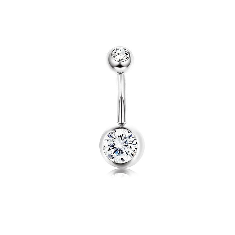 9pcs Set Trendy Classic Arc Double Head Shiny Round Zircon Navel Ring for Women Men Stainless Steel Piercing Body Jewelry Sets