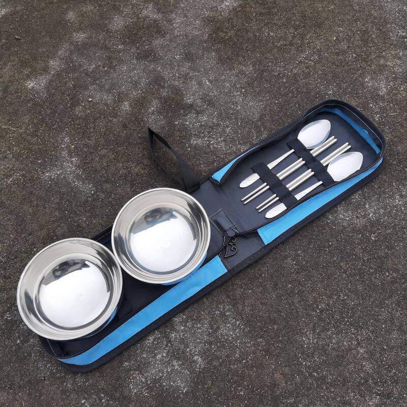 Zhaoran Outdoor Portable Folding Stainless Steel Dinnerware Set for Two