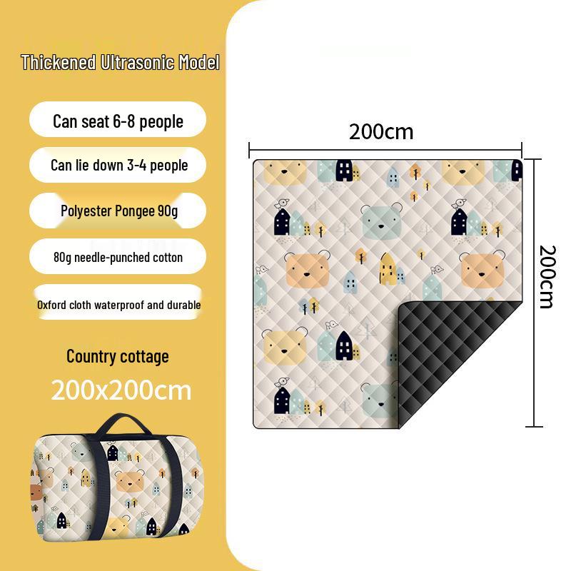 Tapis de pique-nique épaissi à ultrasons: Coussin d'extérieur résistant à l'humidité pour pelouse et camping avec piquets de sol