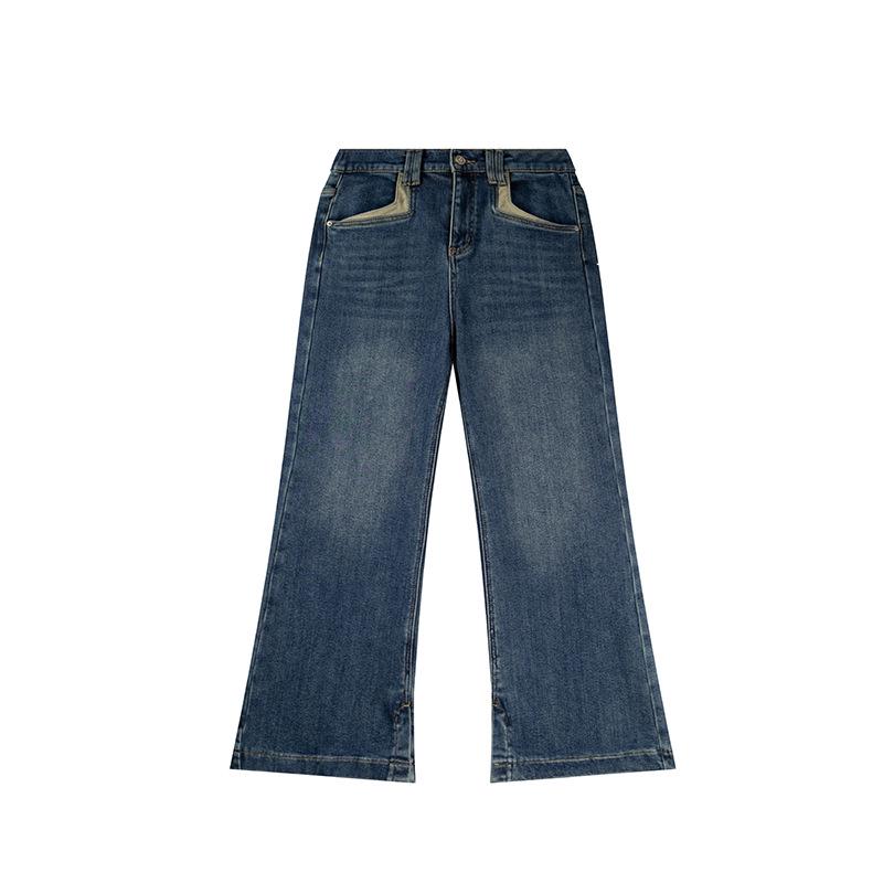 

Zi Yuan 2025 Winter Korean Style Plus Size Women s Slit Micro Flare Fleece-Lined Jeans YC355 4XL синій