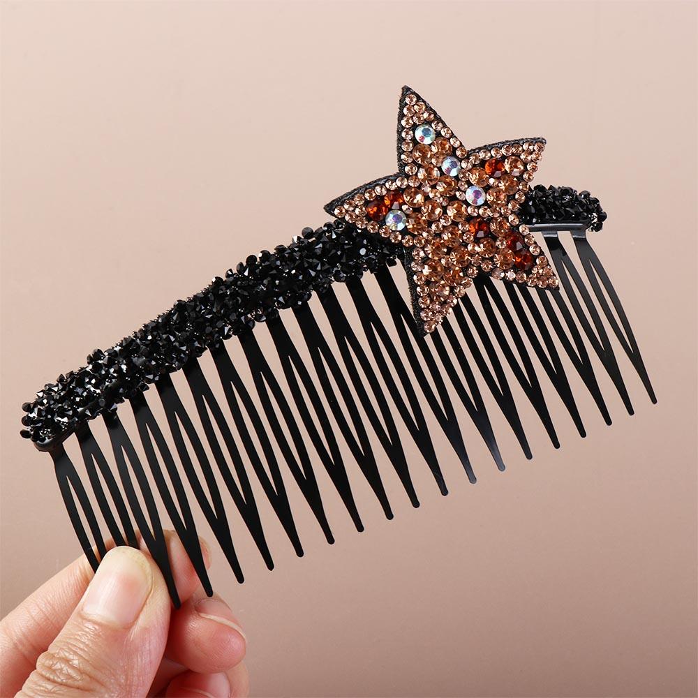 Pentagram Star Rhinestone Star Hair Comb Acrylic Extra Hair Holder  Lady