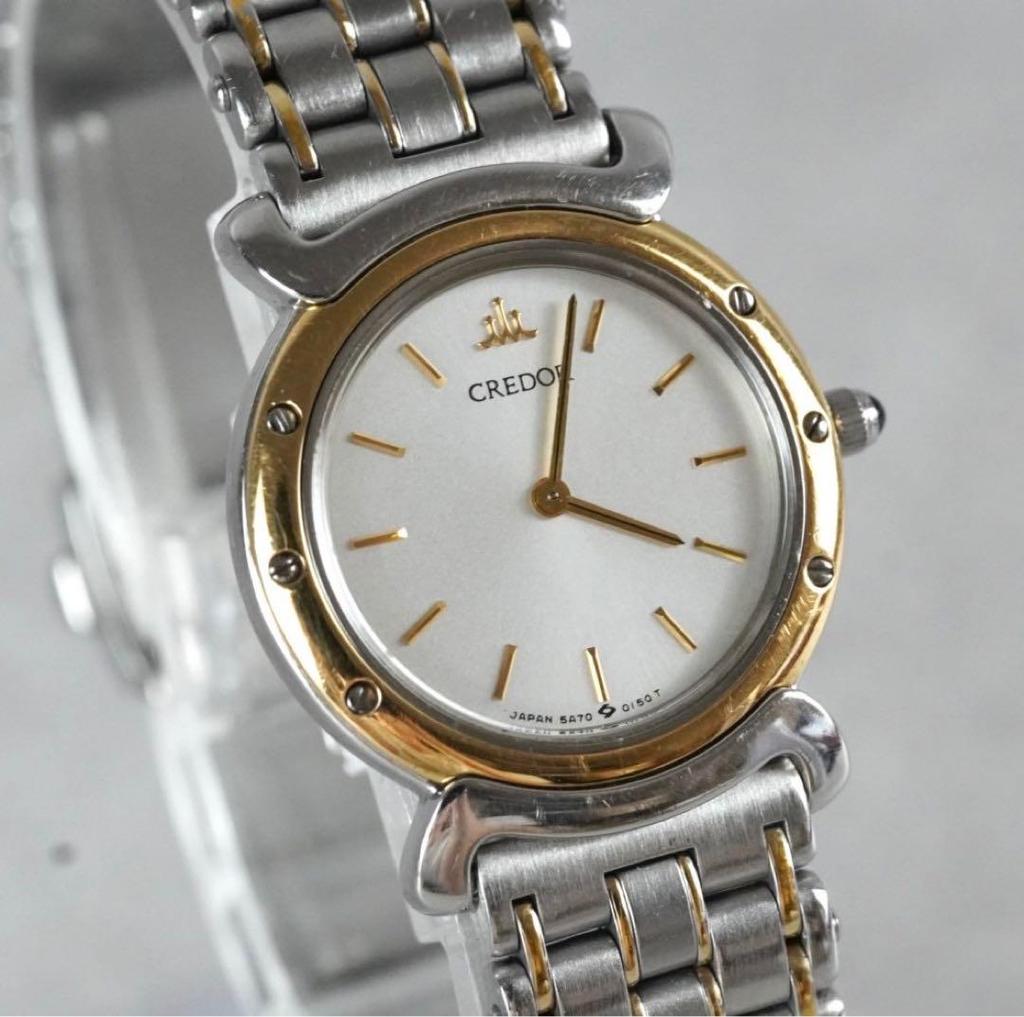 [USED] Credor 5A70-0040 Two-tone Bezel 18K Gold Quartz Working