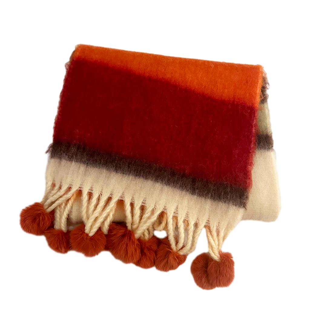 Tassels Rainbow Scarf Warm Shawl Cashmere Like Long Scarf Girls Winter Shawl Neck Wrap Scarf Cold Weather Neck Scarves