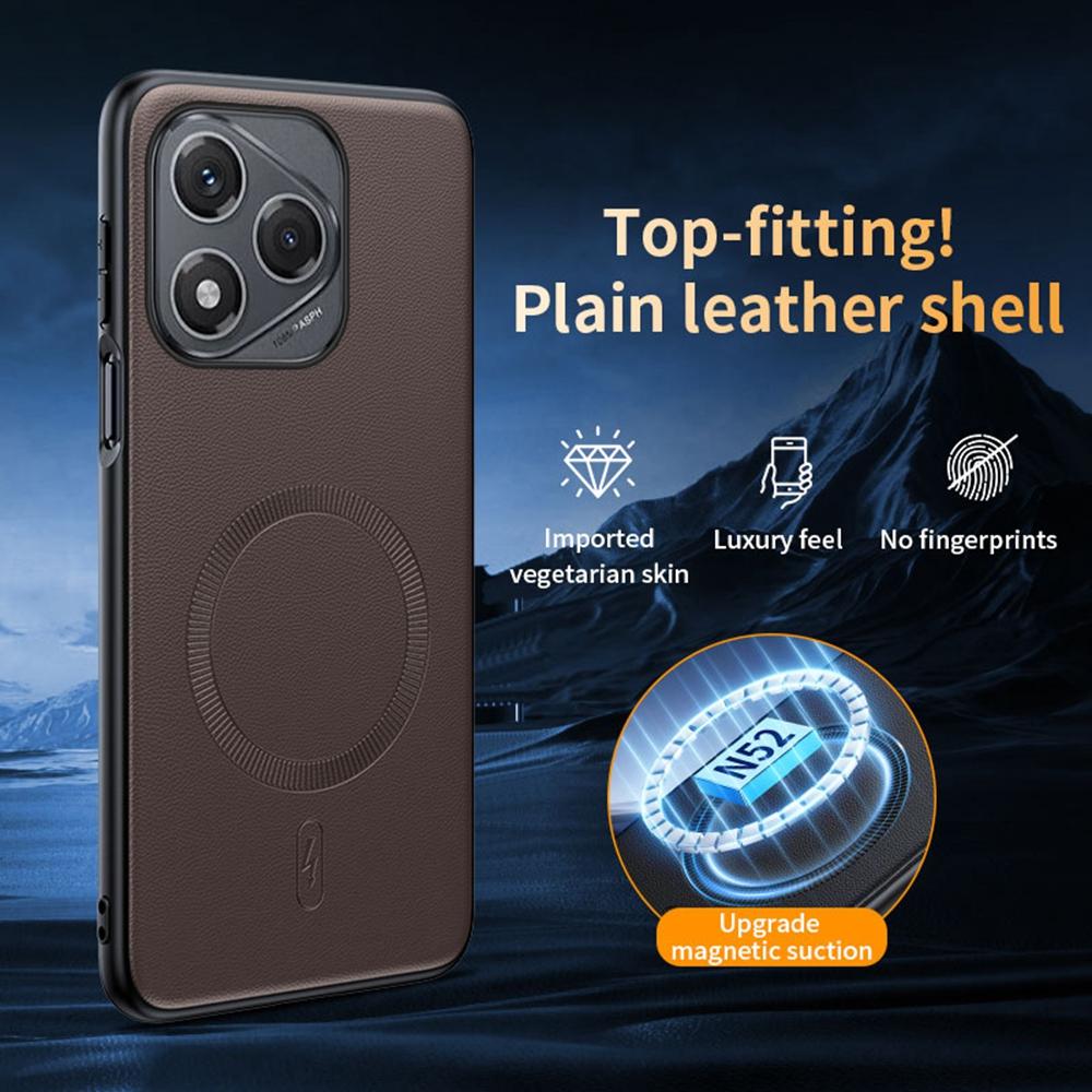 For Honor 400 Lite 5G Magnetic Case Leather Coated TPU + PC Phone Cover