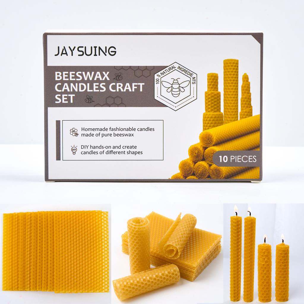 10PCS Beeswax Flakes DIY Candle Handrolled Honeycomb Design Candles Smokeless Wax Candle for Party Dating Home Dinner Table Deco