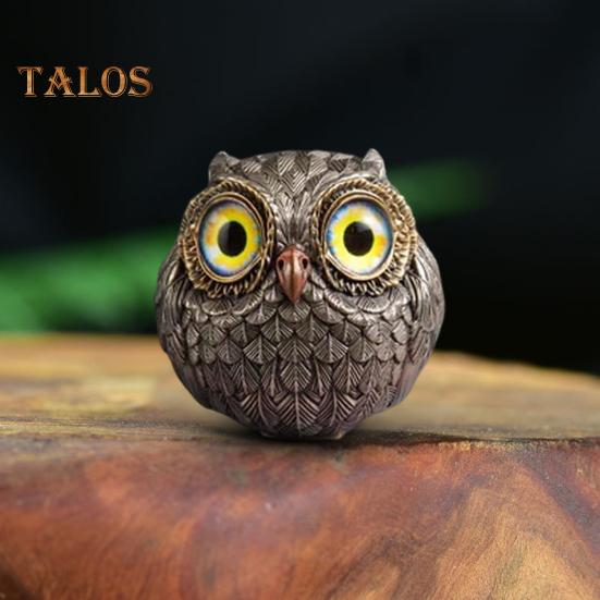1/3 szt. Ręcznie robiona realistyczna statua sowy z dużymi oczami, misterne pióra, metalowa figurka sowy, wystrój domu