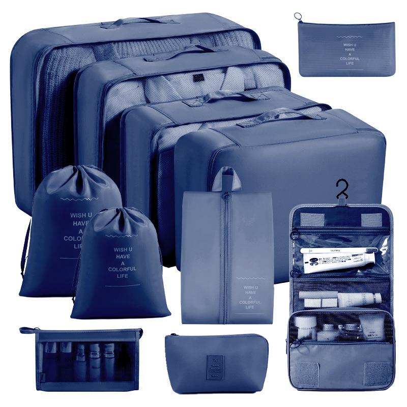 Eight-Piece Waterproof Travel Storage Bag Set for Business Trips - Large Capacity