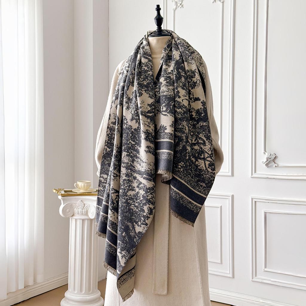 Luxury  Women'S Cashmere Scarf - Winter Warm Tasseled Striped Printed Pashmina Shawl, Foulard & Poncho
