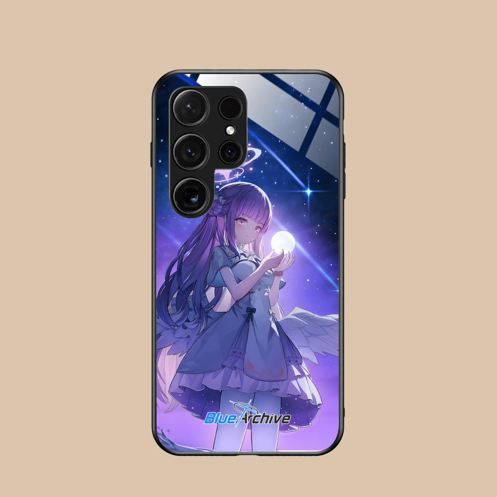 Blue Archive Misono Mika Glass Mobile Phone Case for Samsung Galaxy S26 S25 S24 S23 S22 S21 S20 Note20 Plus FE Ultra Colorful