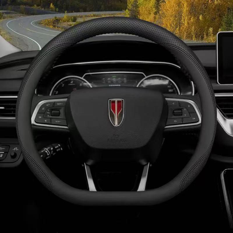 Genuine Leather & Suede Carbon Fiber Steering Wheel Cover for Hongqi H5/H9/EQM5/H7/EHS9