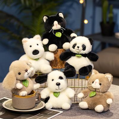 New Sitting Palm Treasure Panda Doll Zoo Cat Puppy Doll Children's Soothing Plush Toy Ornament