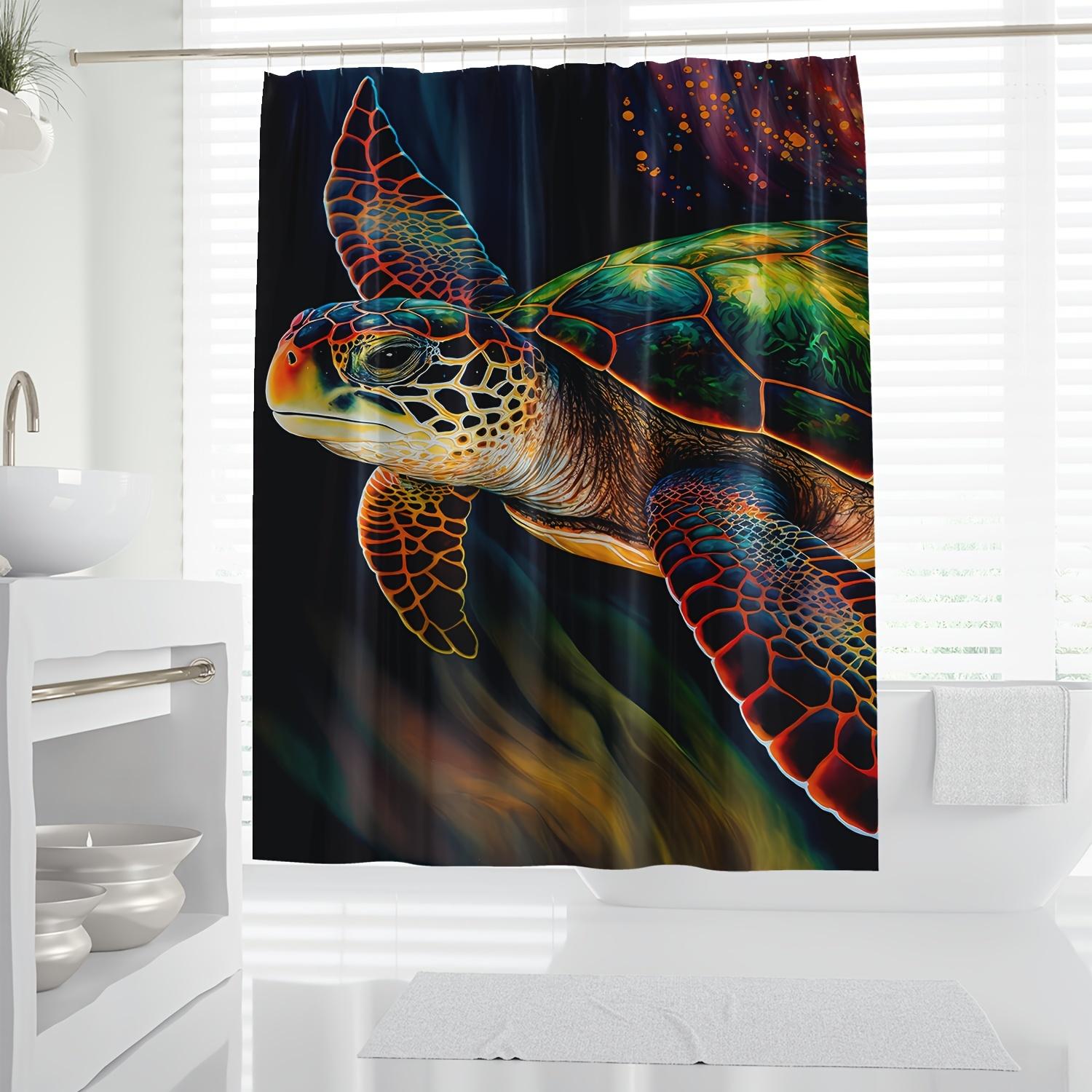 

1Pc Realistic Sea Turtle Underwater Shower Curtain - Vibrant Wildlife Digital Print, Polyester Fabric, Machine Washable Bathroom W60H190(CM)-1 Pcs