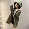 Large Size Women Jacket Spring Hooded Coat Solid Color Casual Loose Windbreaker Boutique Parka Mid-length