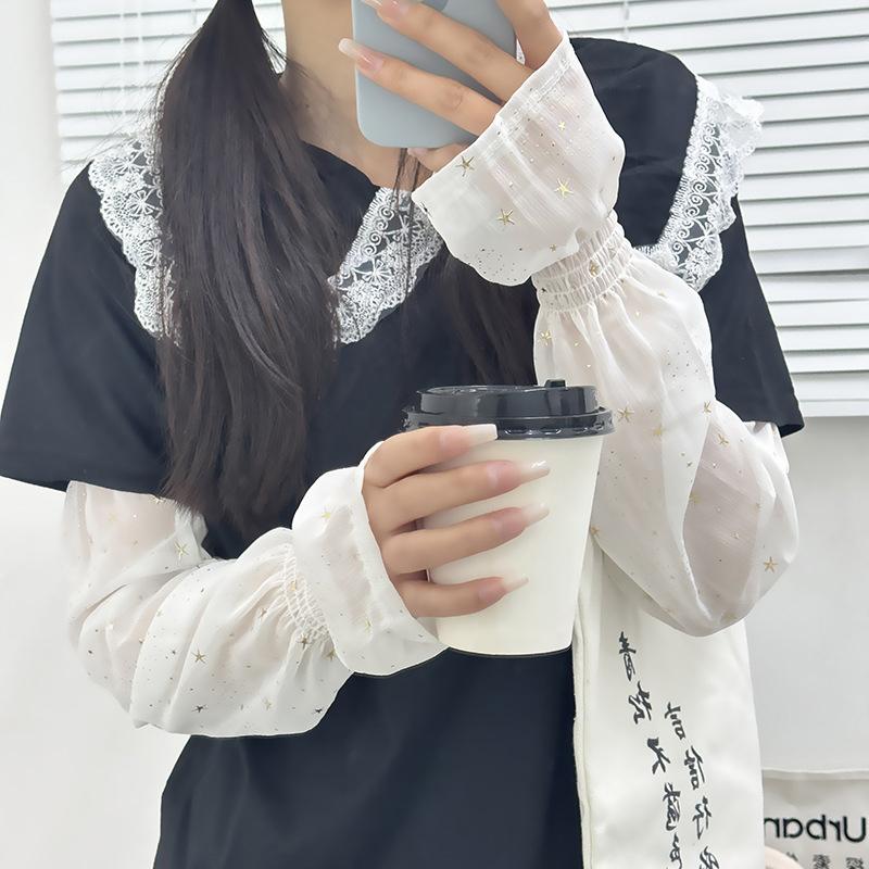 Star Chiffon Yarn Puff Ice Sleeves Daily Clothing Decor Versatile Photography Atmosphere Props Women Sun Protection Uv Arm Cover