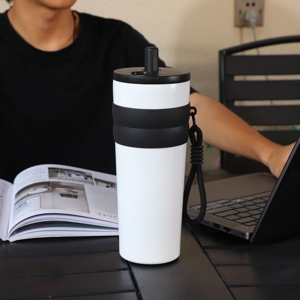 Portable Straw Cup Bingba Cup 316 Stainless Steel Thermos Cup Large Capacity Car Cup Aurora
