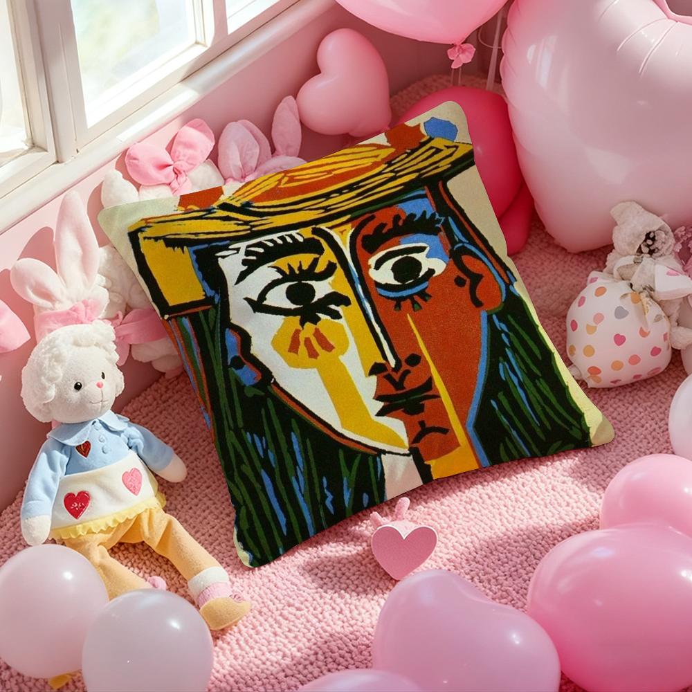 Amerykańska Sztuka P-Picasso Poszewka na Poduszkę Miękki Pluszowy Materiał Dwustronnie Drukowana Poszewka na Poduszkę Ciepła Zimowa Poduszka na Sofę