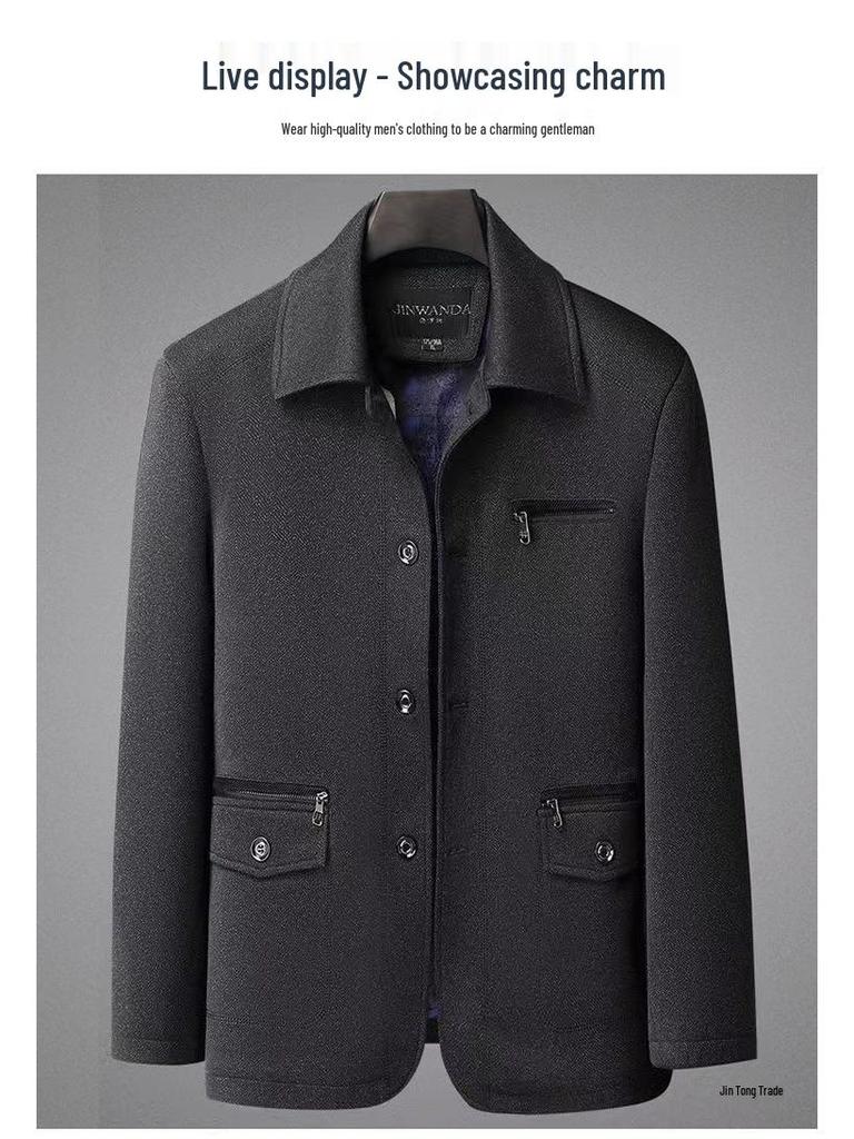 Men's Autumn/Winter Cotton-Padded Casual Jacket for Ages 50-70