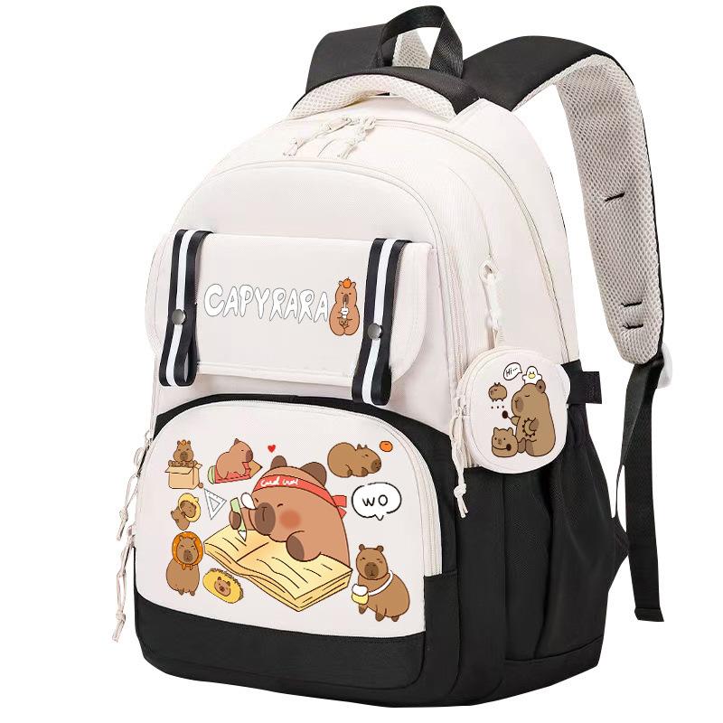 

New Capybara schoolbag, funny printing cartoon capybara backpack, large capacity and light for primary and secondary school students