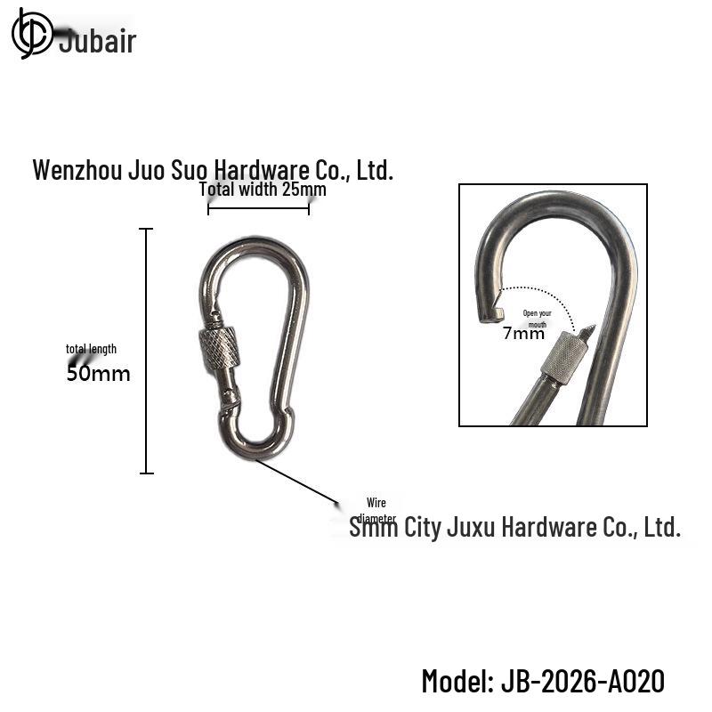 304 Stainless Steel Screw Lock Carabiner Snap Hook Connector