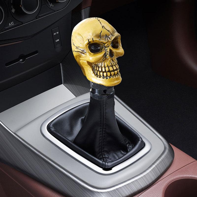 Universal Skull Shape Car Gear Shift Knob Head Auto Gearbox Shifter Lever Change Stick Handle Cover Gearshift Halloween Gift