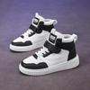 Kids' High-Top Leather Surface Canvas Sneakers, Non-Slip Casual White Running Shoes - Autumn/Winter 2025 Collection