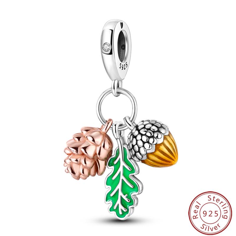 Green Series Copper Lucky Clover Avocado Cactus Spring Charms Beads 3Mm Diy Fine Jewelry Making